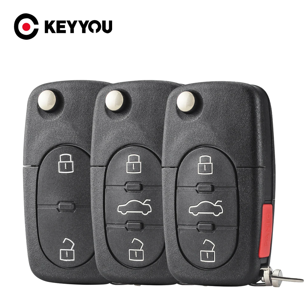 KEYYOU 10x Flip Fob Car Remote Key Shell Case For VW Volkswagen Passat Jetta Golf Beetle 2/3/4 Buttons Fit CR1616