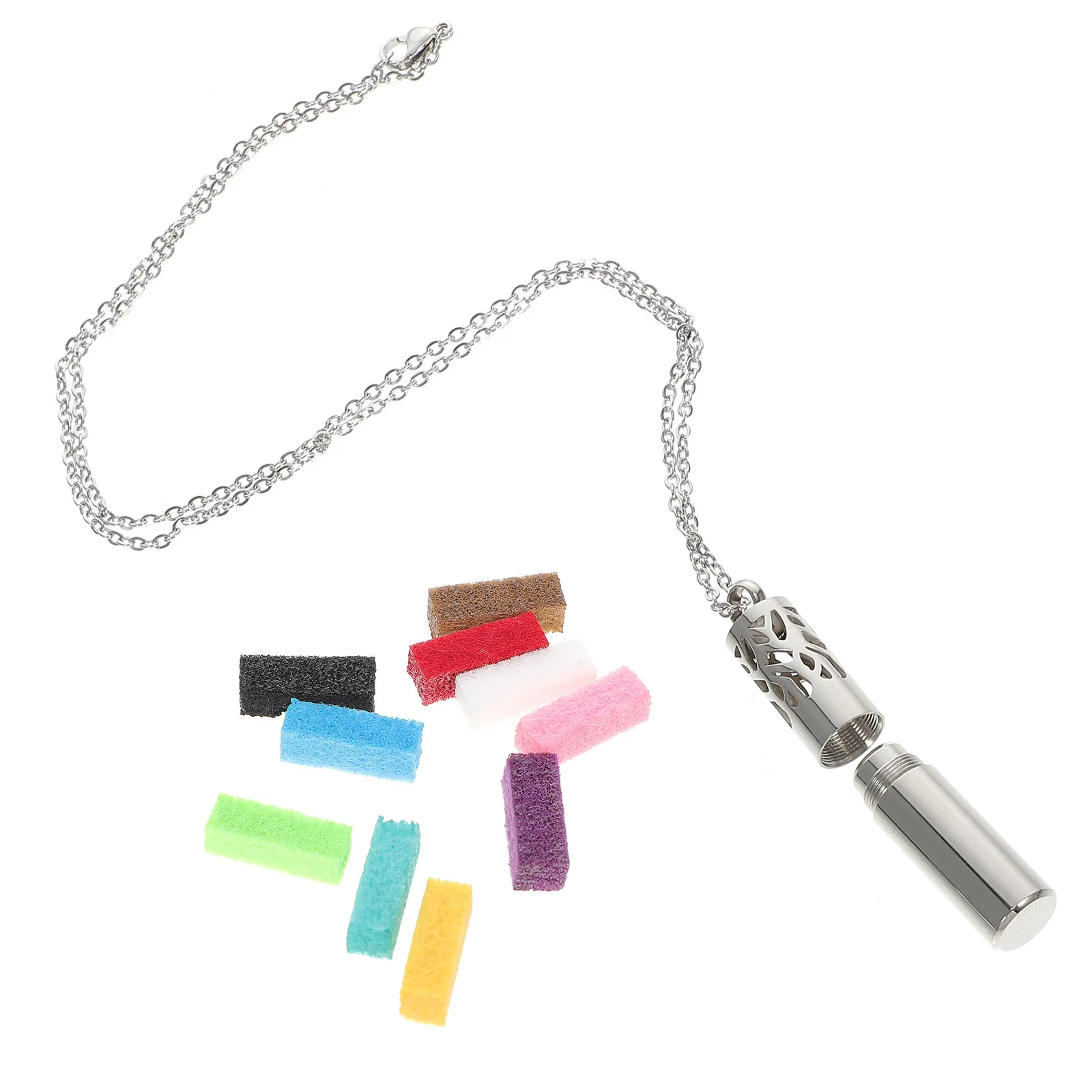 Premium Stainless Steel Essential Oil Diffuser Necklace Aromatherapy Pendant Hollow Design 8 Refill Pads Ideal Birthday