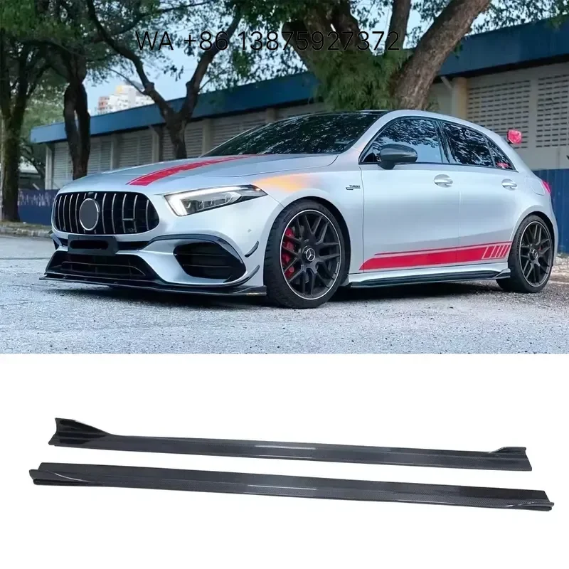 Wmwmnu for W177 W118 A35 A45 CLA35 CLA45 Side Bumper Extension Lips Rocker Winglet Side Skirts FD STYLE
