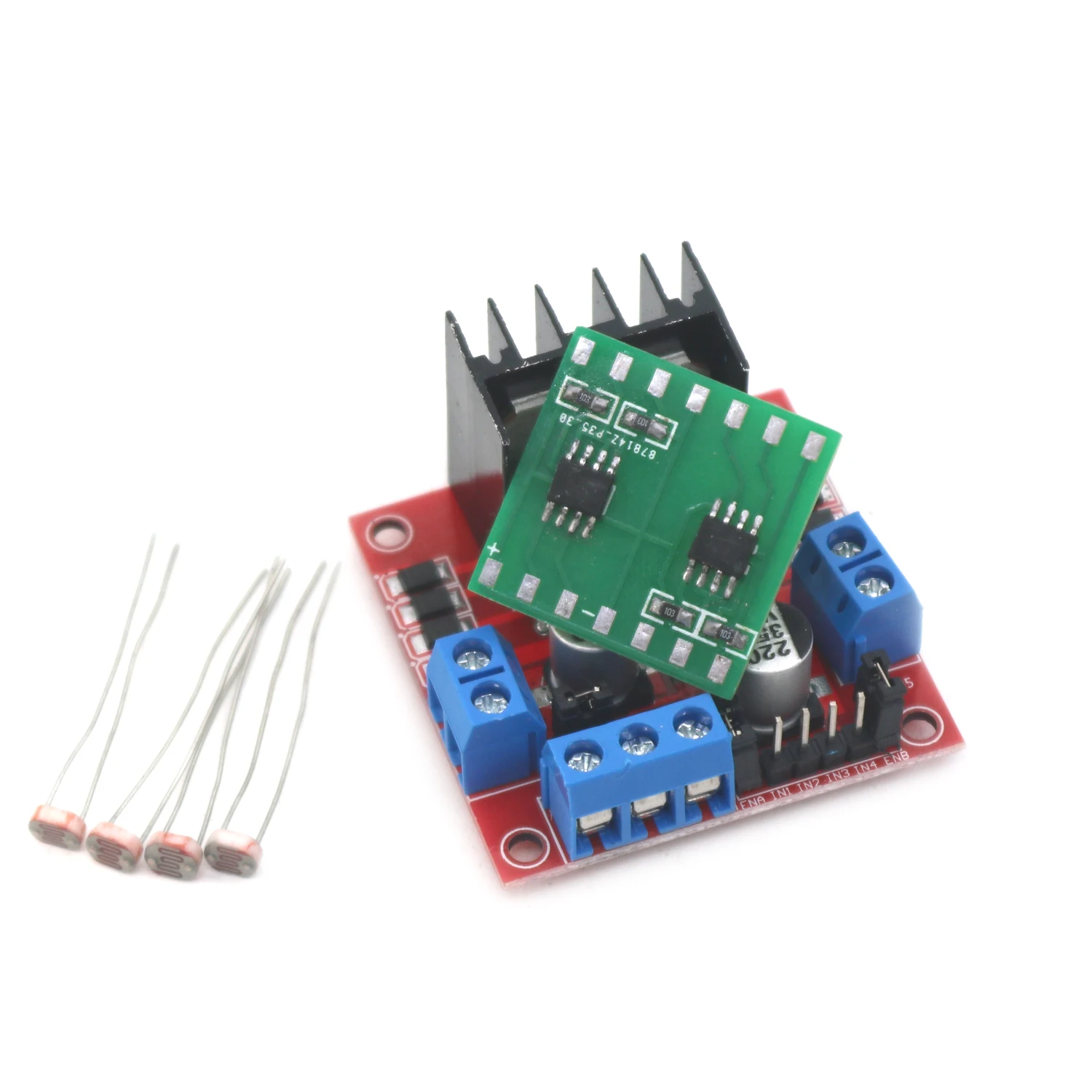 Imagem -06 - Dual Axis Solar Tracker Rastreador Automático Solar Sensor de Rastreamento w L298n Motor Drive Board w 4x5539 Photoresistor dc 12v