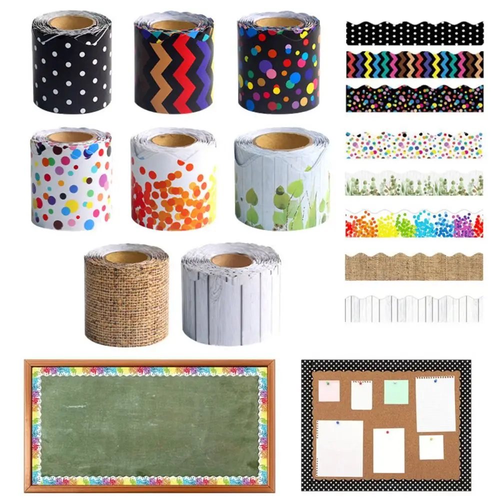 10 متر/لفة لوحة إعلانات الفصول الدراسية ملصق الحدود ملصقات DIY بها بنفسك مقاوم للماء حافة متموجة ورقة الجدار الديكور لحفلة الفصول الدراسية المنزلية