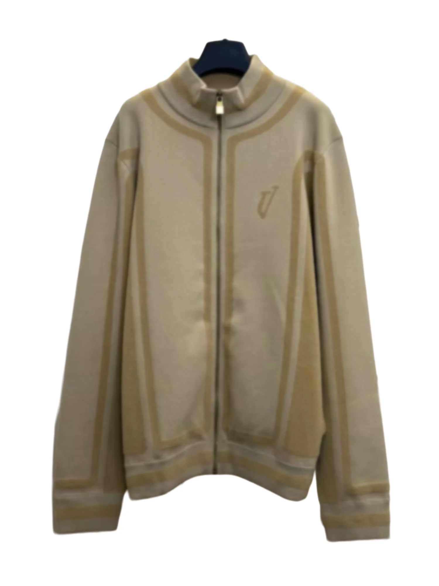 Spring 2026 New Faion Double Color Splicing Embroidered Striped Zipper Knitted Long Sve Jaet Coat Men Women Universal