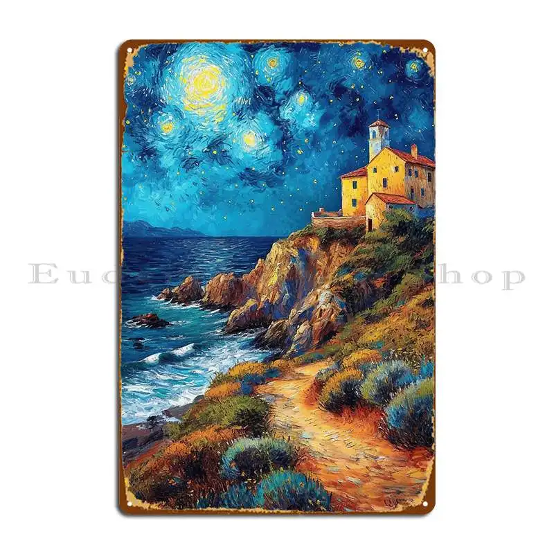 Moon Beach Sea Maritime Metal Plaque Garage Party Plates Home Printed Plaques Tin Sign Poster