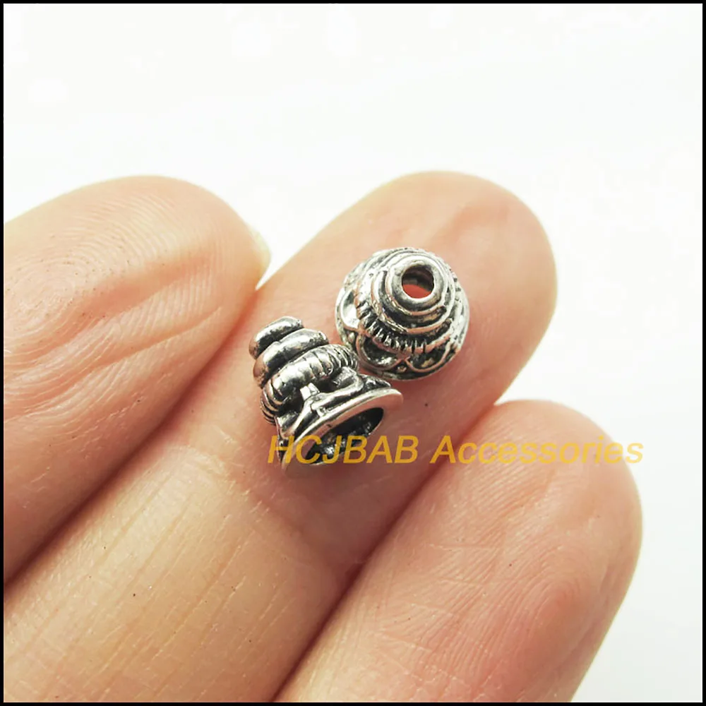 Fashion 50Pcs Retro Tibetan Silver Tone Antiqued Bronze Gold Color Flower Spacer End Beads Charms 7.5mm