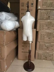 Mannequin Corps Complet ,Realistic Half Torso Baby Mannequins Display with Circular Wood Base1-2 Years