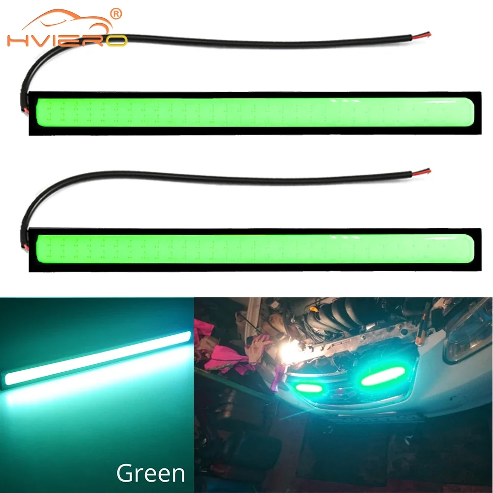 

6PCS 17CM 1Row COB DRL Daytime Running Light Led DC 12V Green Day Turn Signal Parking Fog Bar Lamping Motorcycles Car Waterproof