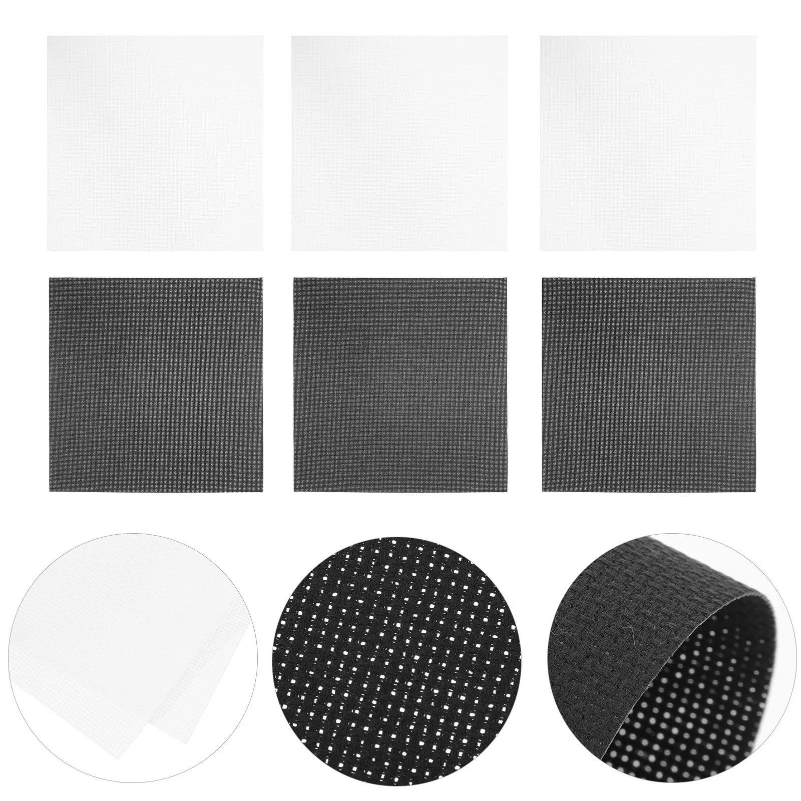 

6pcs Cross Stitch Cloth 14 Count Fabric White Black 30x30cm DIY Embroidery Gridding Cotton Sewing Project Supplies