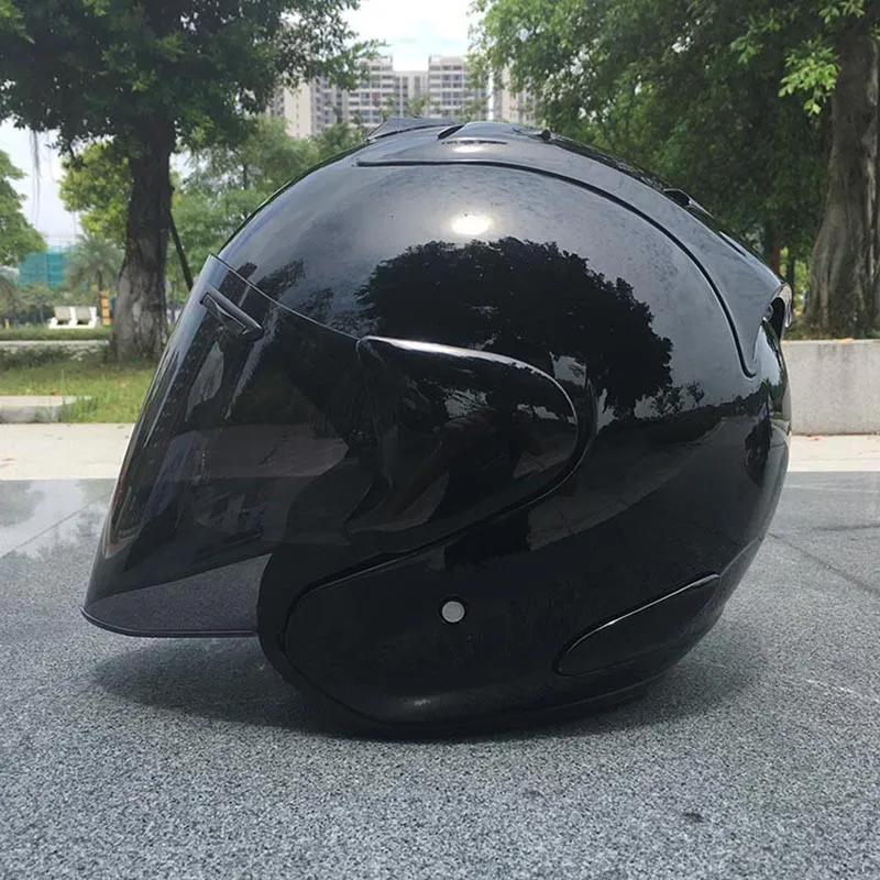 Open Face Helmet RAM 3 GLOSSY BLACK 3/4 Helmet Off Road Racing Motocross Motorcycle Helmet