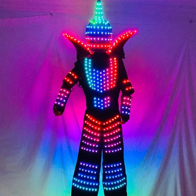 2025 Hot Full Color Smart Pixels LED Robot Clothing Costume Clothes Stilts Walker Costume DJ LED Lights Luminous Jacket