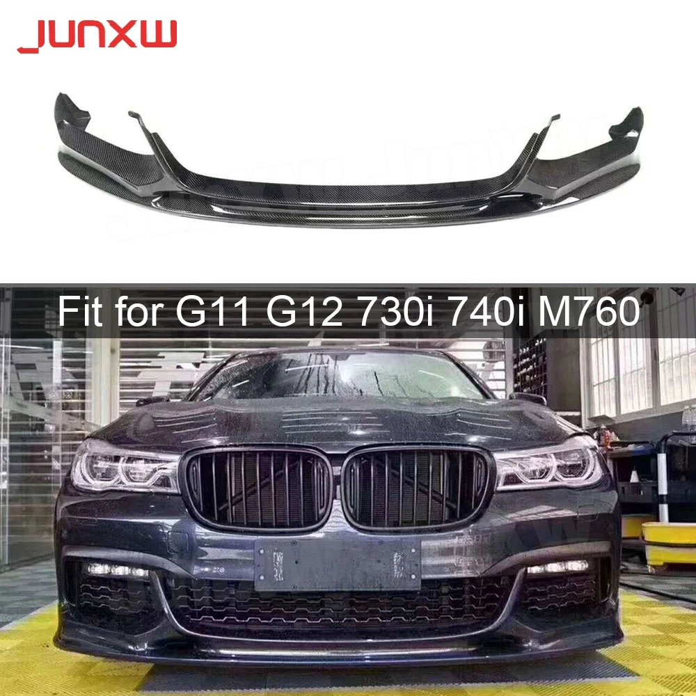 For 7 Series Carbon Fiber Front Lip Aprons Bumper Chin For BMW G11 G12 730i 740i M760 M Sport 2015 - 2018 FRP Head Bumper Guard