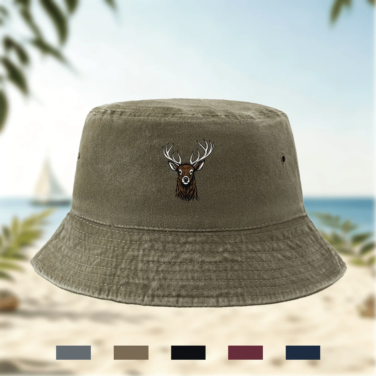 High Quality Printed Deer Head Pattern Fisherman Hat Casual Hat Bucket Hat Unisex Basin Hat All Seasons Universal Fishing Hat Hi