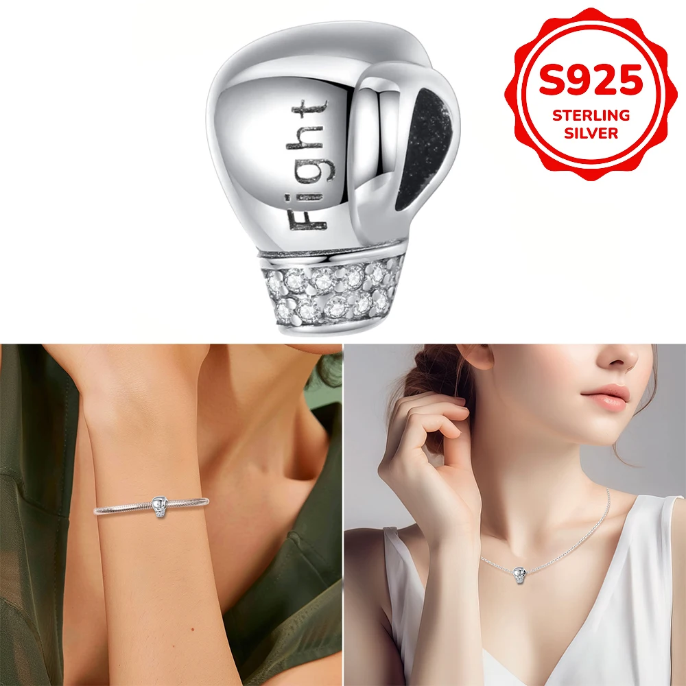 925 pure pendant boxing gloves beads compatible with original bracelet necklace for men and women DIY jewelry gifts