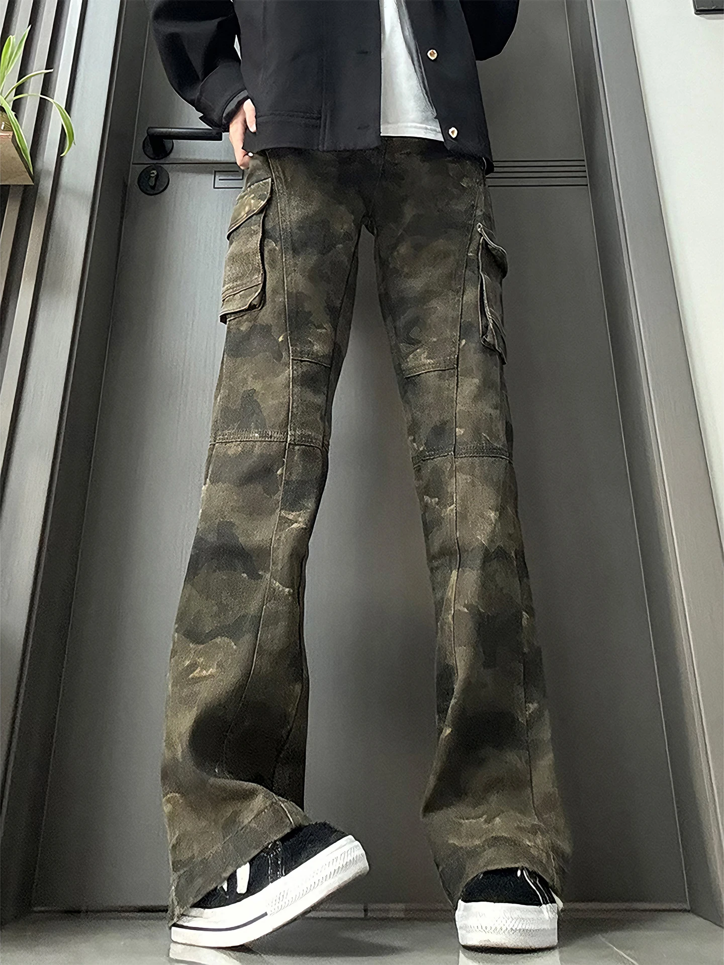 

Камуфляжные рабочие брюки American Vibe, мужские осенне-зимние утепленные джинсовые брюки прямого кроя, длинные утягивающие джинсы