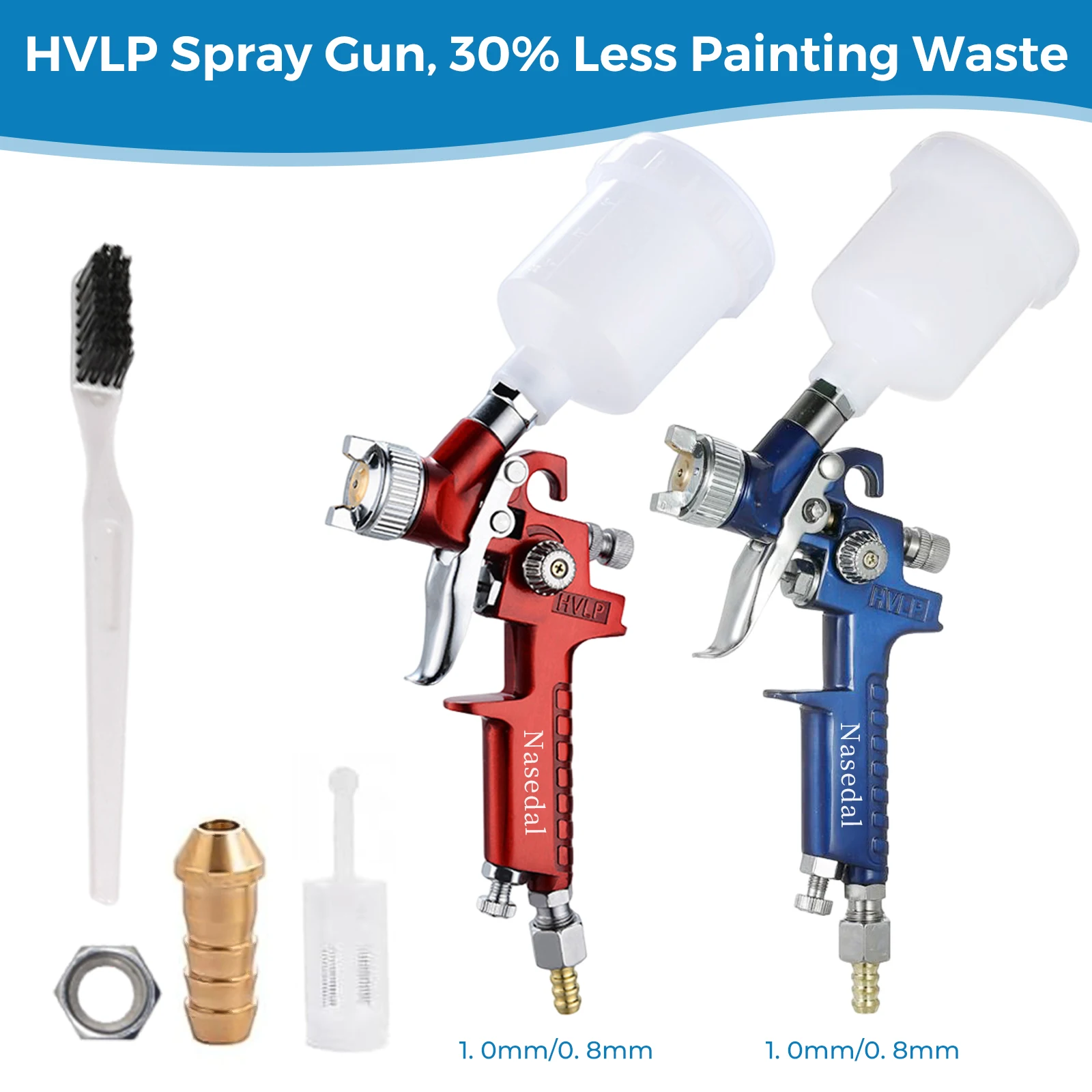 Spary Gun 0.8mm/1.0mm Mini HVLP Spray Gun Paint Airbrush Gravity Feed for Wall Car Painting Nail Cake Decorate Painting