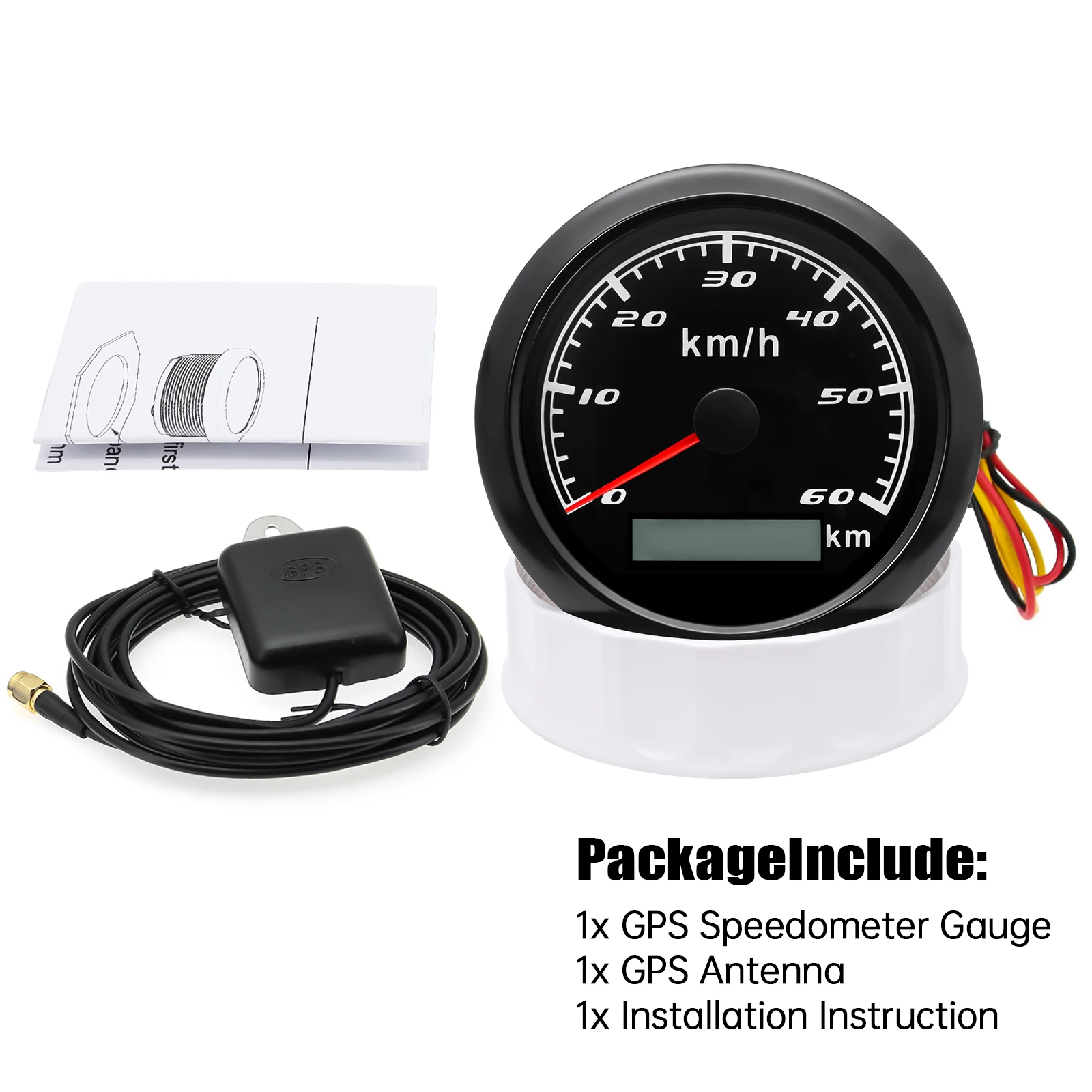 85MM GPS Speedometer Gauge 7 Color Light with GPS Antenna 60/120/200KMH Speed meter For Motorcycle Boat Car Truck  9-32V