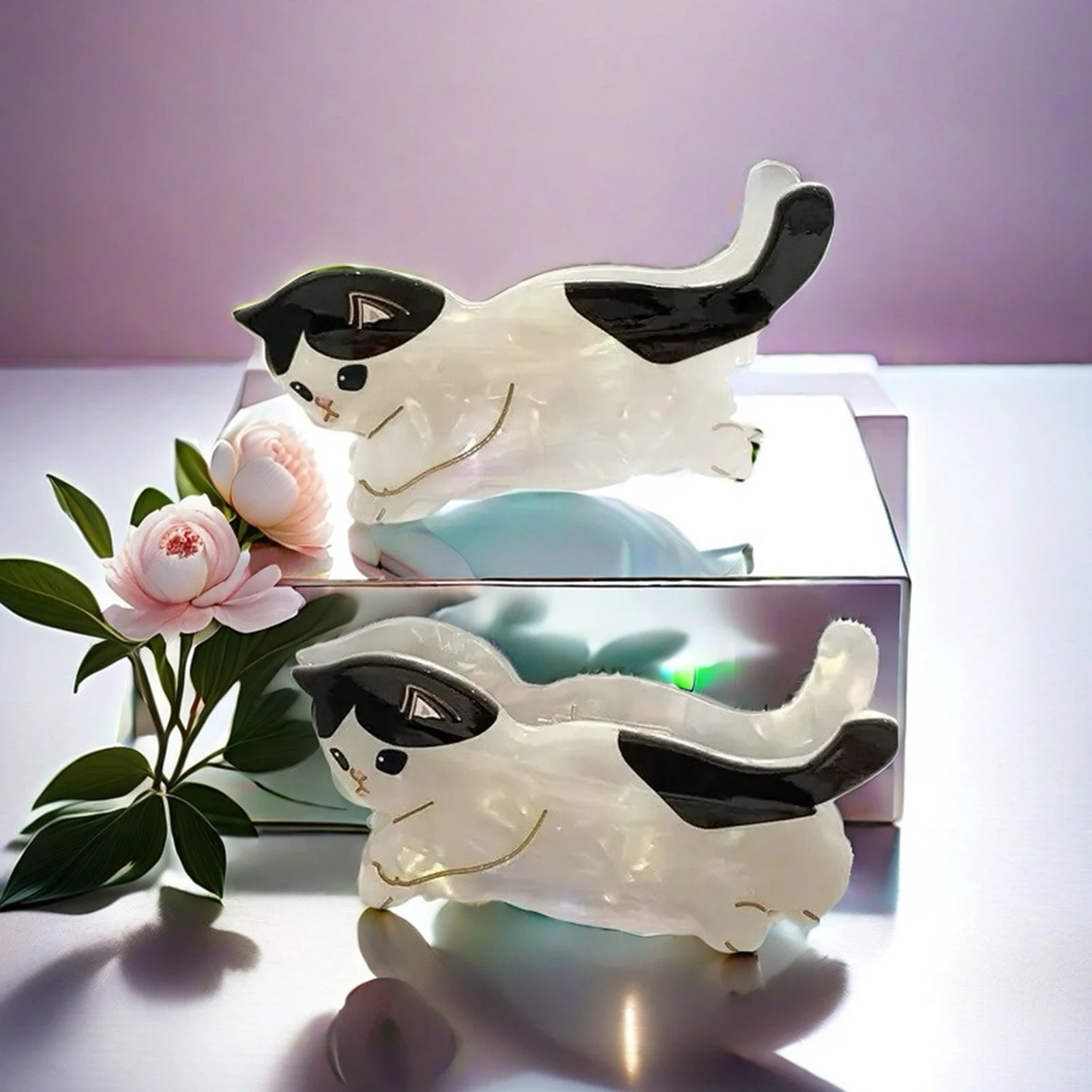 Niedliche Katzen-Design Haarklammern für Frauen und Mädchen, Pferdeschwanzhalter, Haarspangen für Langes und Kurzes Haar, Tägliche Haarklammern, Haaraccessoires – Detail 2