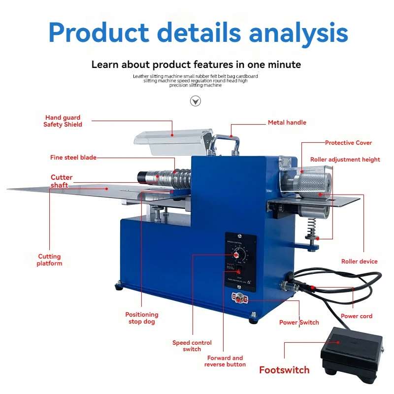 

Small Leather Strap Cutting Machine Double Head Automatic Slitting Machine PVC Velcro Bag Shoulder Strap Belt Slitting Machine