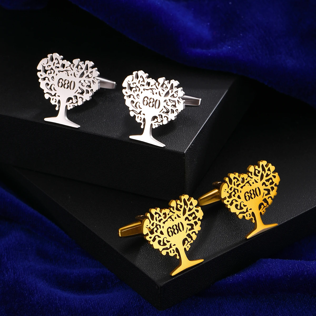 Customized Numbers Men Love Tree Cufflinks Customized Suit Shirt Stainless Steel Buttons Sports Jewelry Gifts view 4