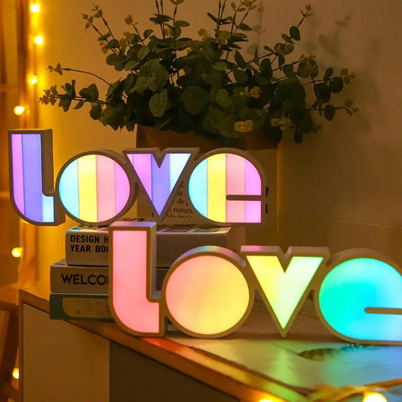 

3D LOVE Heart Neon Light Sign Decoration Desk Lamp Romantic Atmosphere LED Night Light for Weeding Valentine's New Year Gifts