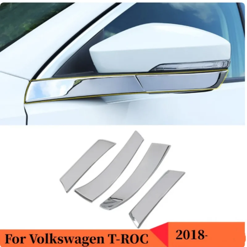 

Car Back Rear View Rearview Side Mirror Stick Trim Frame Lamp Eyebrow 4pcs For Volkswagen VW T-ROC TROC 2018 2019 2020