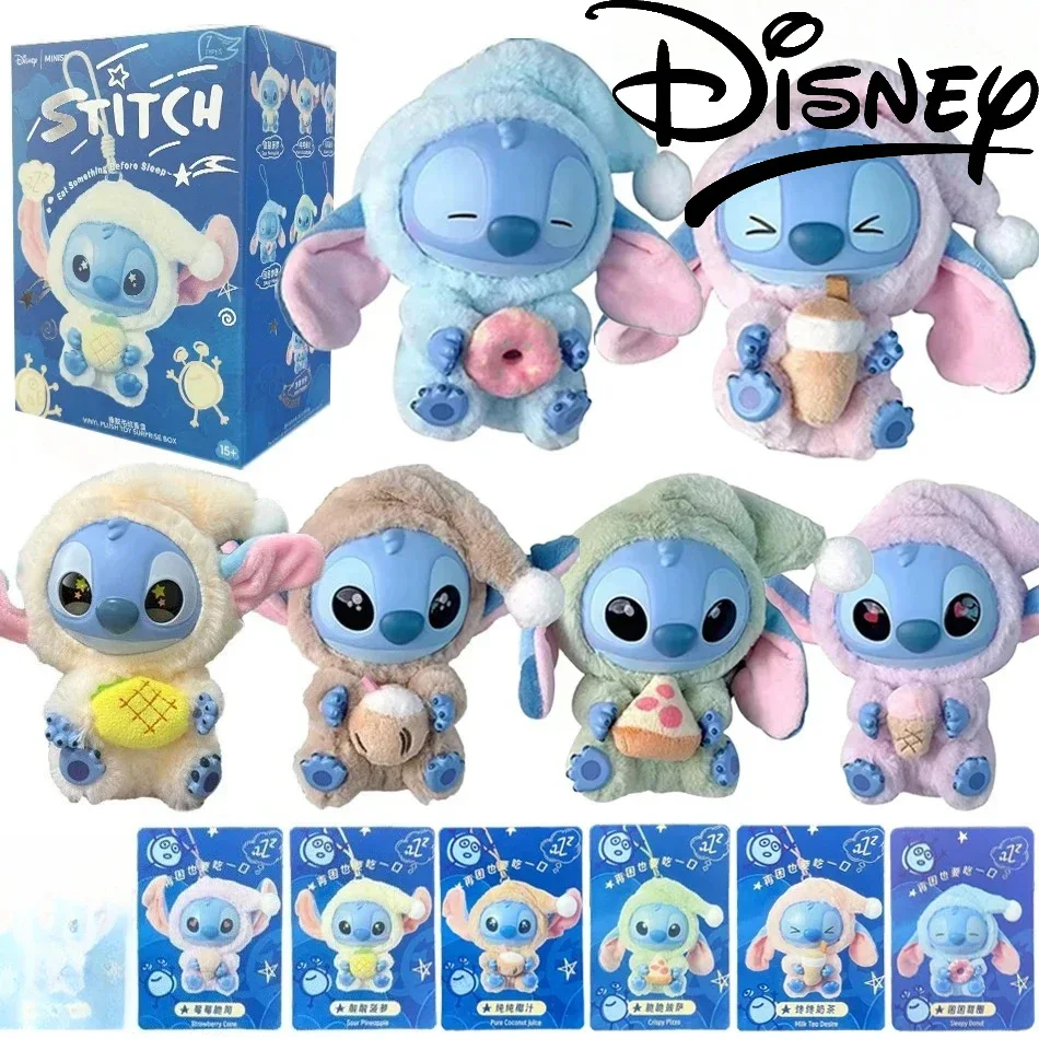 

Disney New Stitch Eat Some Thing Before Sleep Series Vinyl Blind Box Bag Pendant Cute Plush Doll Mystery Box Toy Surprise Gifts