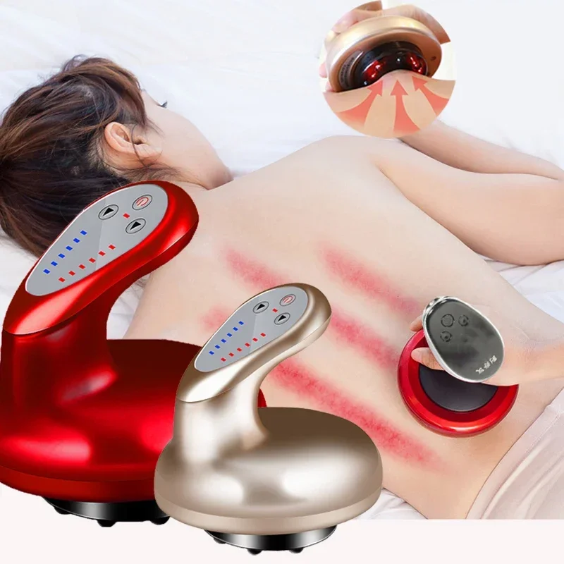 USB Rechargeable Body Guasha Scraping Massager Cupping Massage Suction Cup IR Heating Anti-Cellulite Fat Burner Slimming