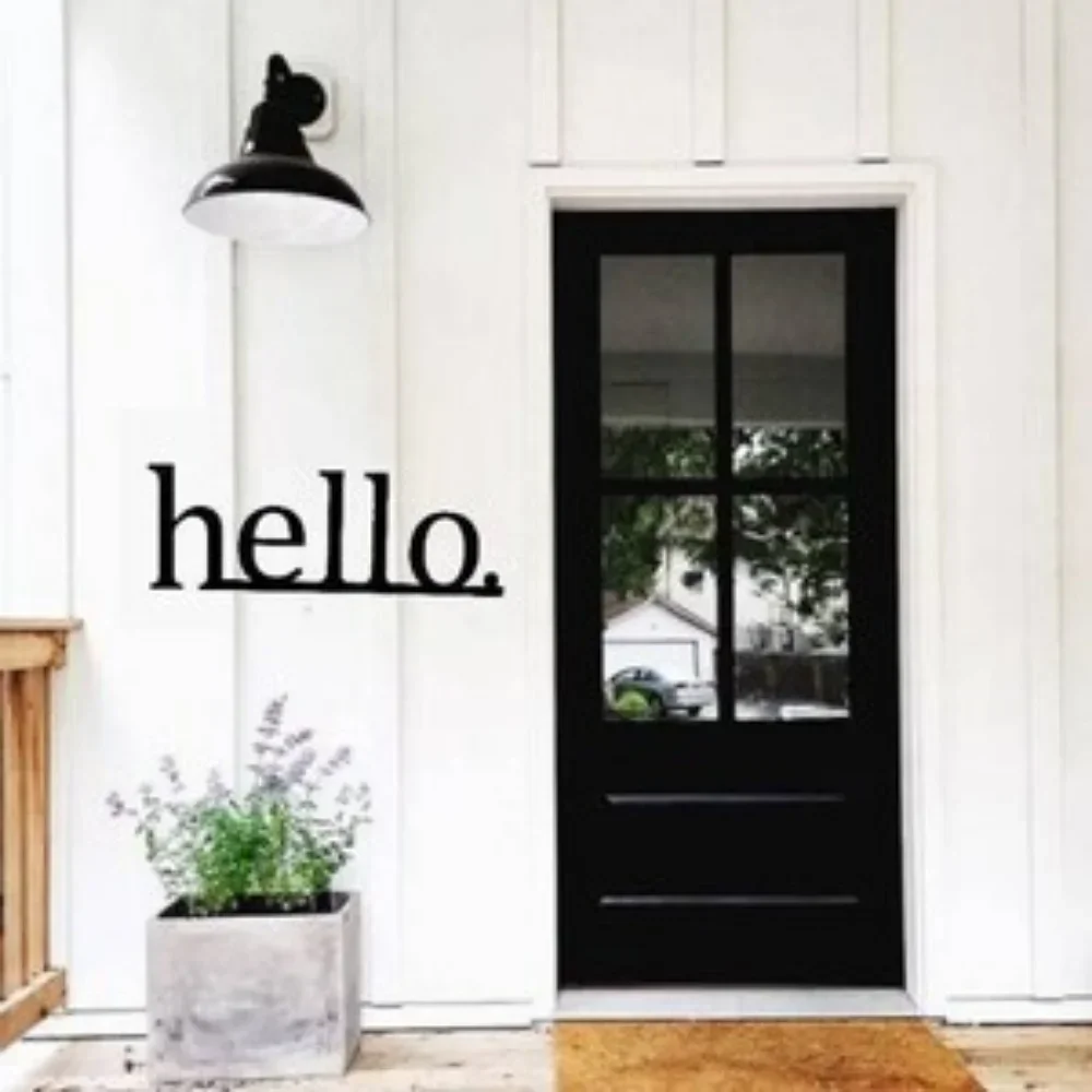 Hello Metal Sign Hello Entryway Marker Metal Word Front Door Decor Housewarming Present Wall Ornament Unique Hello Decor