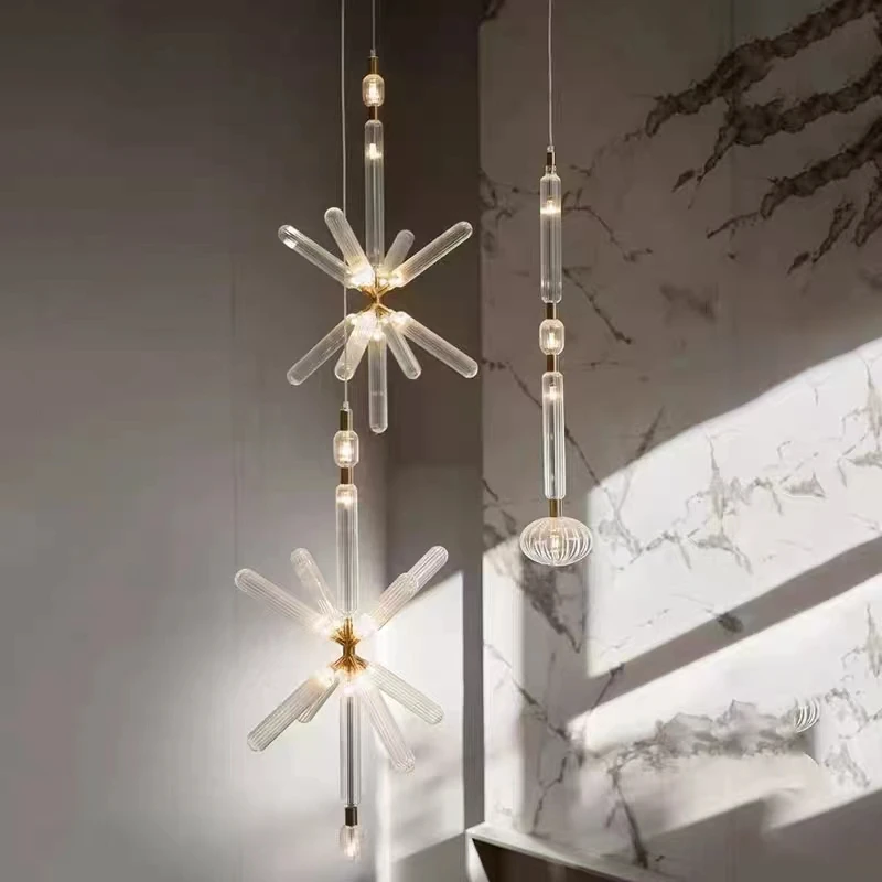

Postmodern Light Luxury Art Striped Glass Pendant Lamp Simple Personalized Creative Designer for Restaurant Living Room Decor
