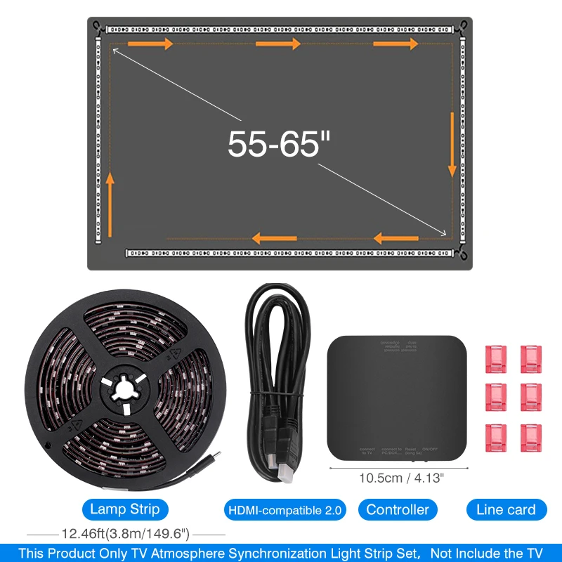 2024 Nieuwe Ambient TV LED-achtergrondverlichting Sync naar scherm voor 40-85 inch Real-Time Sync LED-lichtstrip voor 4K HDMI-compatibel 2.0-apparaat