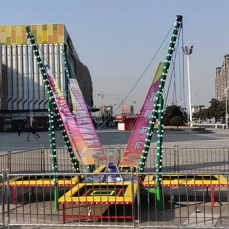 Amusement Park Rides 8ft Steel Frame Bungee Jumping Trampoline Park Equipment Kids Commercial 4 Person Bungee Jumpingpromote sal
