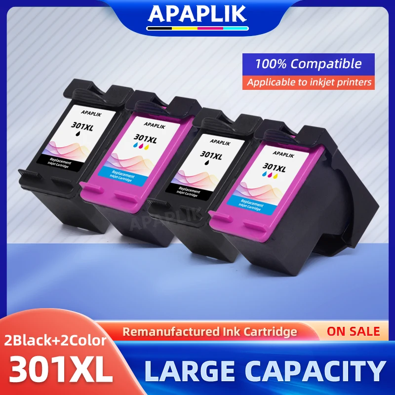 apaplik conjunto 301 xl cartuchos de tinta para hp 301xl para hp deskjet 2540 2541 2542 2543 2544 2546 1000 1010 1011 envy 5530 impressoras 01