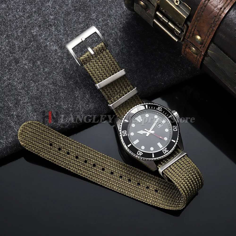 High Quality Fabric Watchband 18mm/20mm/22mm Woven Nylon Watch Strap One Piece Weave Military Men Watch Band for Omega for Seiko