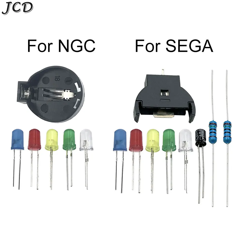 JCD For SEGA Dreamcast DC Controller Ports PCB Power LED Kit Fuse Capacitor Battery Holder Kit For Gamecube NGC Battery Upgrade