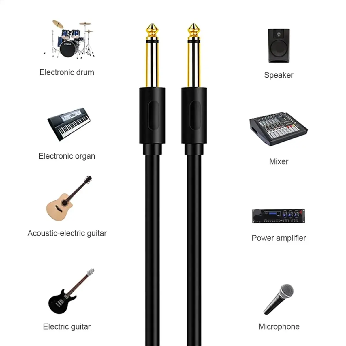 

ABVB 6.5mm Jack Audio Cable PVC 6.35 Jack Male to Male Aux Cable for Guitar Mixer Amplifier Bass 6.35mm,5 Meter