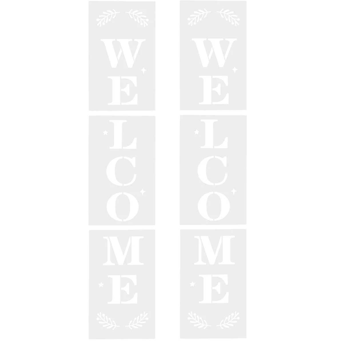 

6Pcs Painting Stencils Plastic Reusable Drawing Templates for Wood Doors Porch Welcome Sign Mold Hollow Letter Template