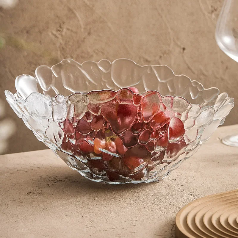Luxury Glass Fruit Plate Modern Salad Bowl for Home Kitchen Elegant Dessert Dish Hotel Tableware High End Serving Tray
