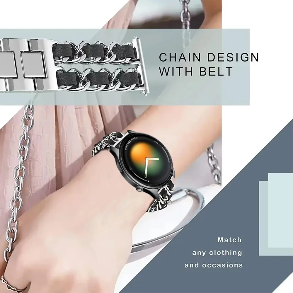 Metal 20mm 22mm Strap for Oneplus Watch 4 Lite 3 2R Cowboy Chain Band Xiaomi Watch 5 S5-4-3 Bracelet OPPO S X3-2 Realme Watch 5