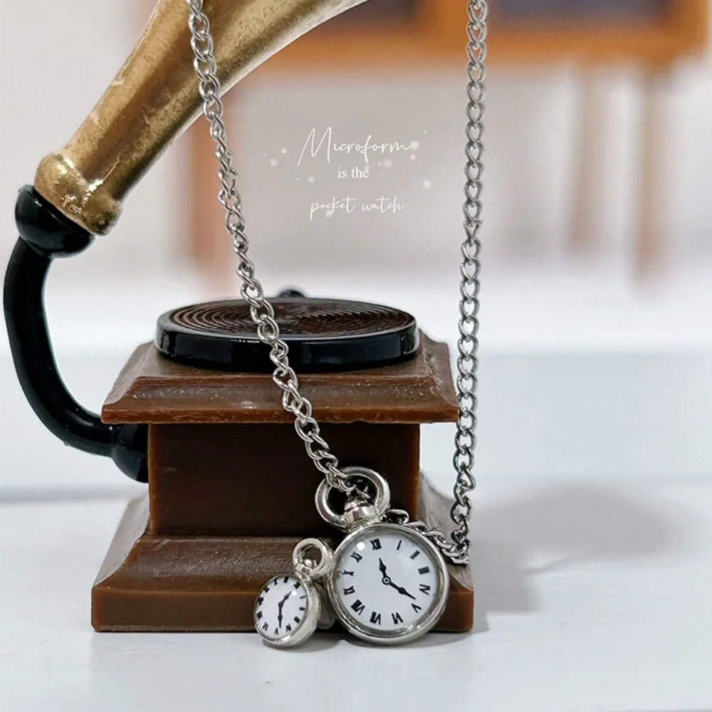 Kettinghorloge Poppenhuis Simulatie Zakhorloge Ob11 Accessoires Vintage Mini Pop Ketting Zakhorloge Simulatie Speelgoed Legering