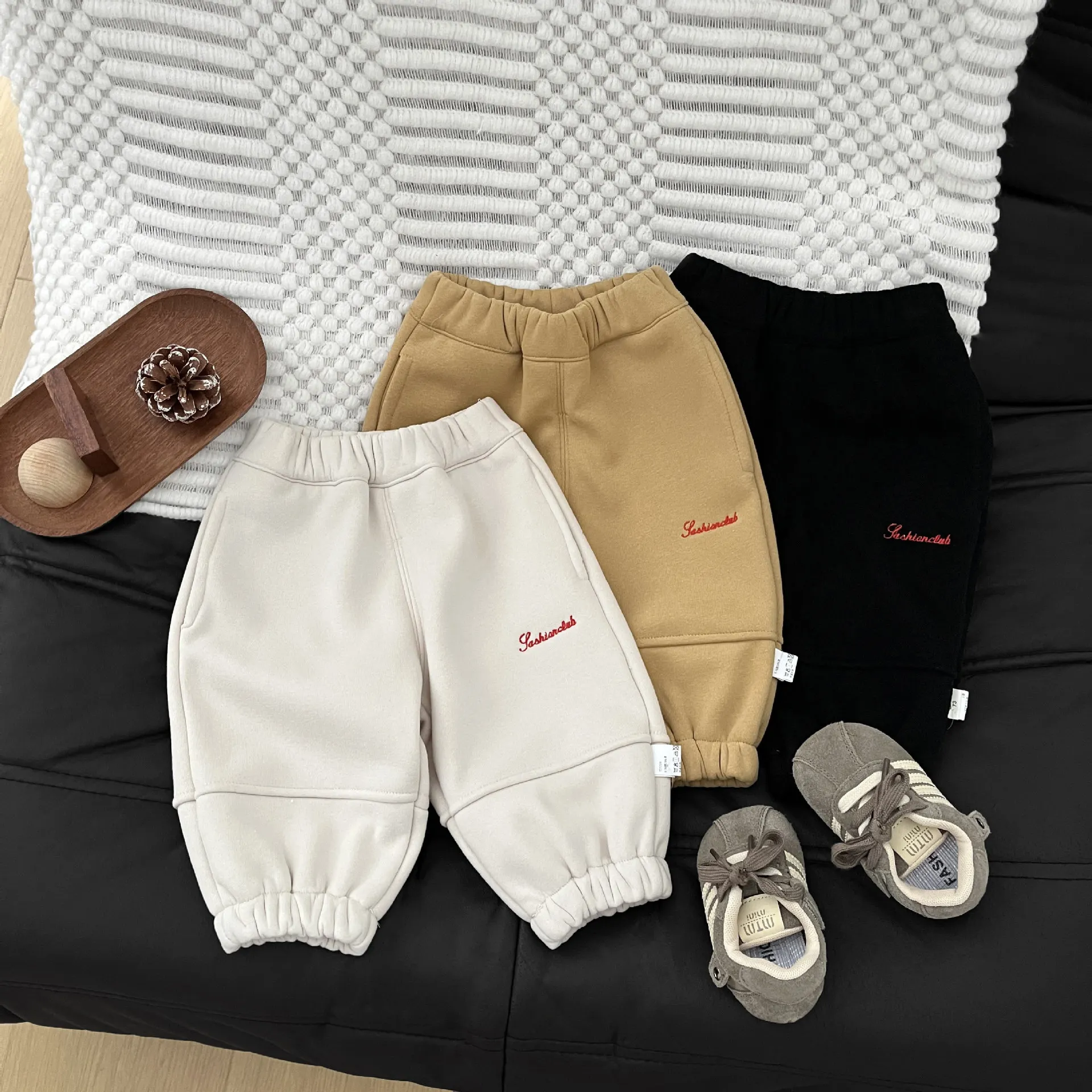 2025 شتاء جديد الطفل الصوف السراويل إلكتروني طباعة الفتيان سراويل تقليدية زائد المخملية سميكة الرضع فتاة بناطيل تدفئة طفل الملابس #2