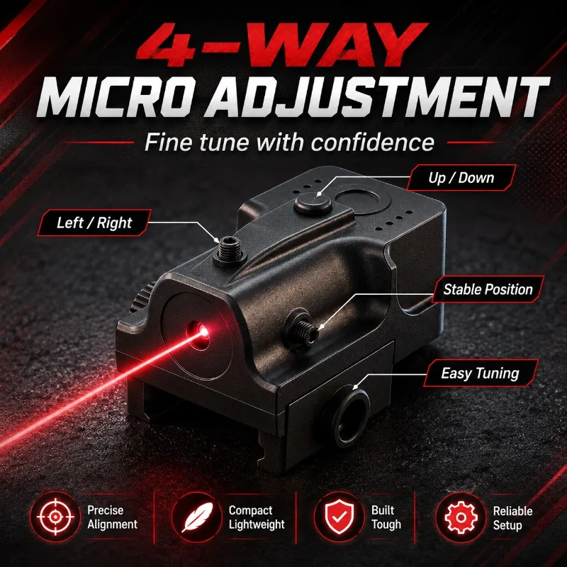 Precision‑Tunable Mini Red‑Beam Decor Module, Alloy Positioning Indicator Accessory for Standard 20mm Hobby Rail