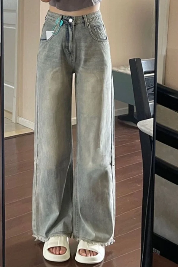 Baggy Hosen Frau Frauen Jeans Hohe Taille Kordelzug Elastische Taille Entspannt Lose Fit Weibliche Denim Mode Bequeme Grundlegende