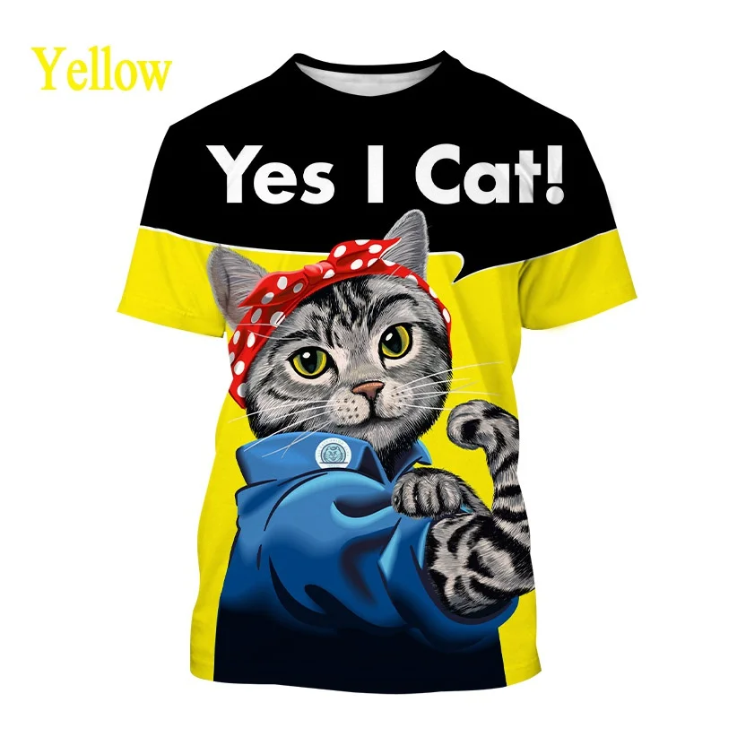 Summer Mens clothing Funny Cute graphic t shirts Cat 3D Printed Cool T-Shirt Fashion Men/Women Hip-hop Animal Short Sleeve shirt