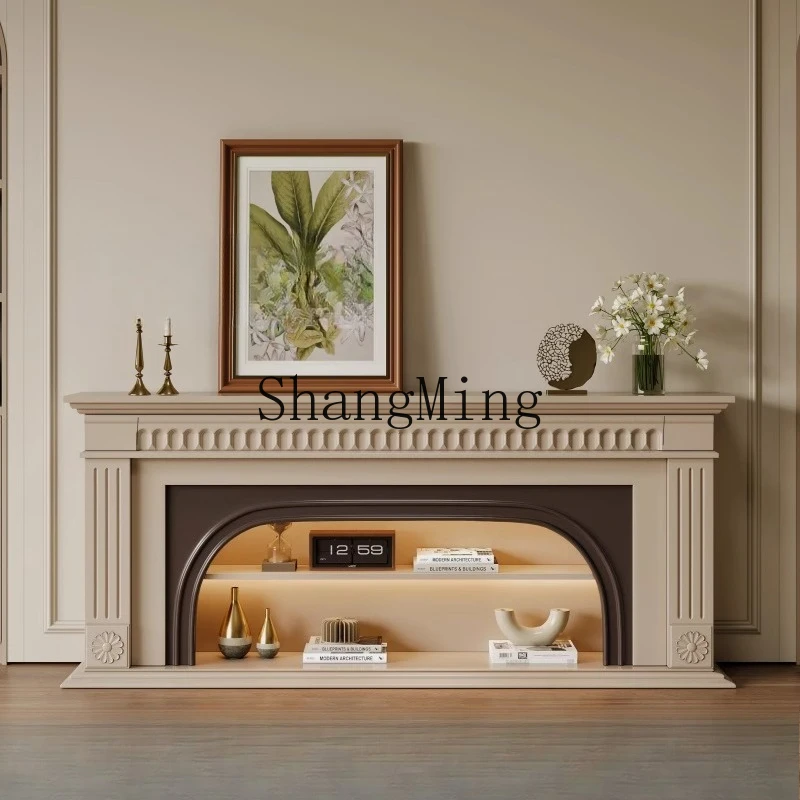 ZYY mobile TV di lusso leggero nero simulato camino con riscaldamento a fuoco mobile decorativo in legno massello di grandi dimensioni