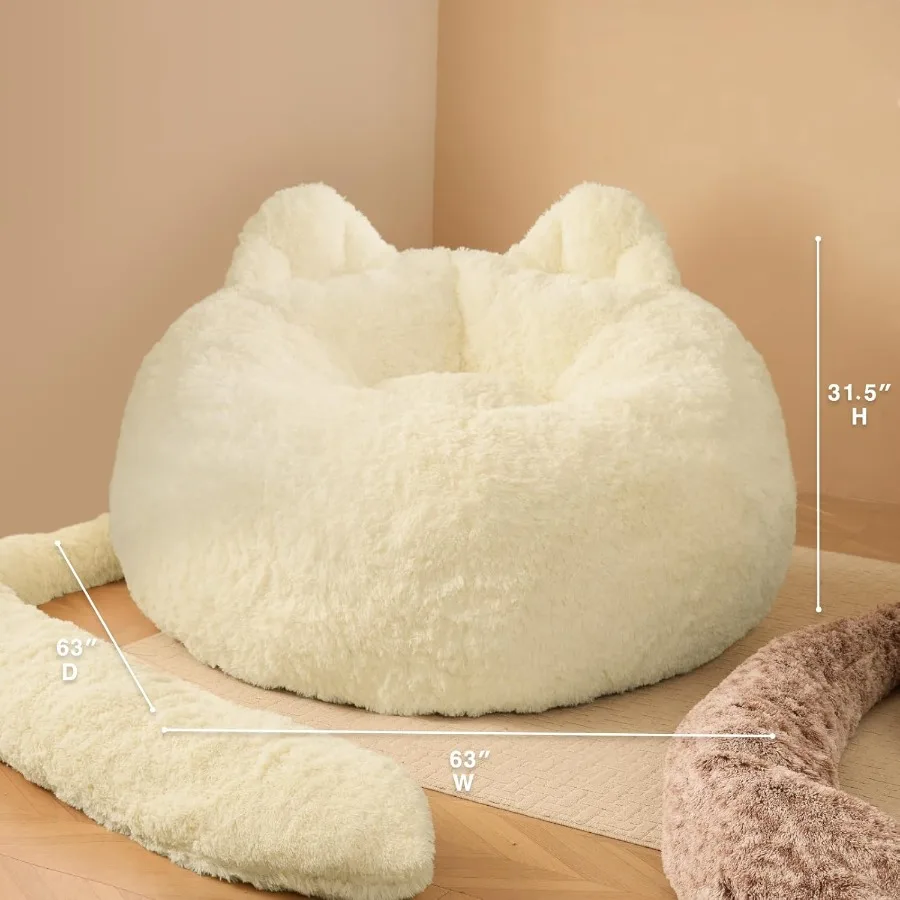 كرسي بين باج العملاق بطول 5.2 قدم مستوحى من توتورو رقيق وناعم مع حشوة إسفنجية تتميز بغطاء مريح من الفرو الصناعي مثالي للبالغين #3