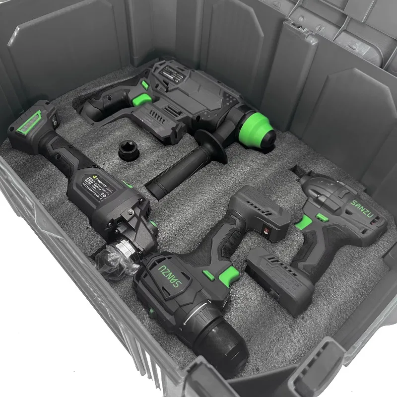 

Cordless Brushless Impact Wrench & Electric Hammer Drill Set 20V Tool Box Kit for Electrical Applications