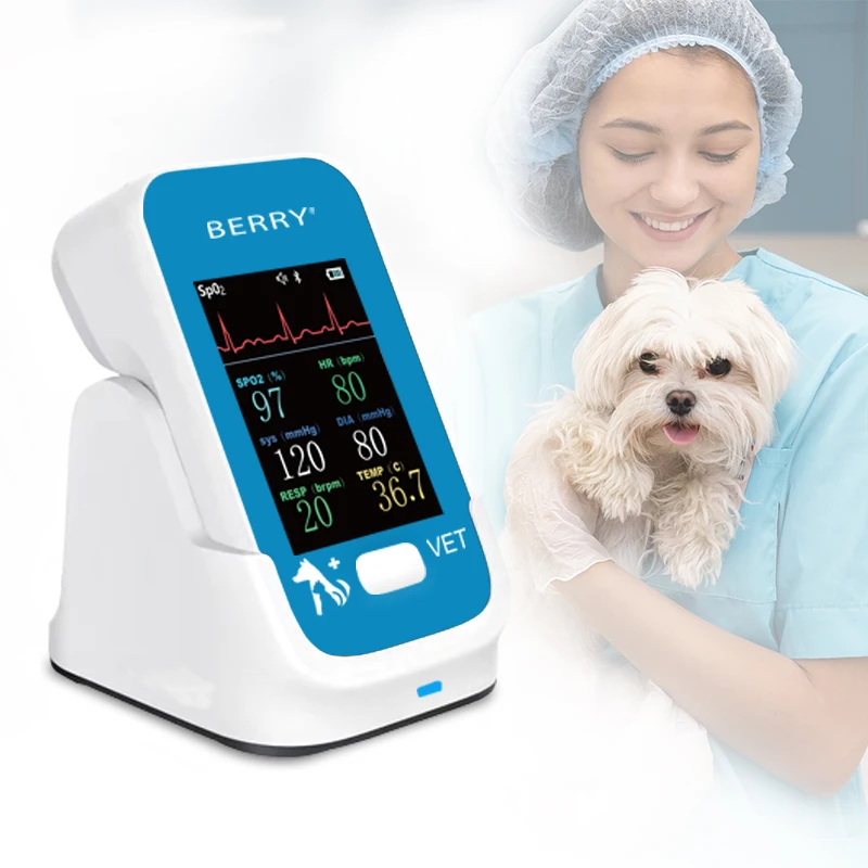 Veterinary monitoring equipment can handle vital signs of various animals and pets: PR, HR, NIBP (blood pressure) Spo2、Resp，ECG