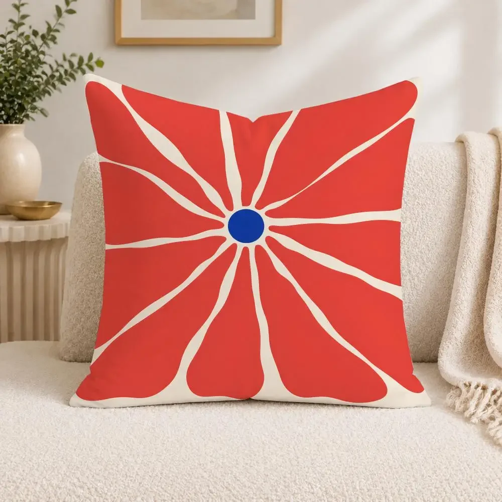 Mid Century Flower Cushion Cover Square Decorative Sofa Pillow Case Bedroom Living Room Home Decor Gift