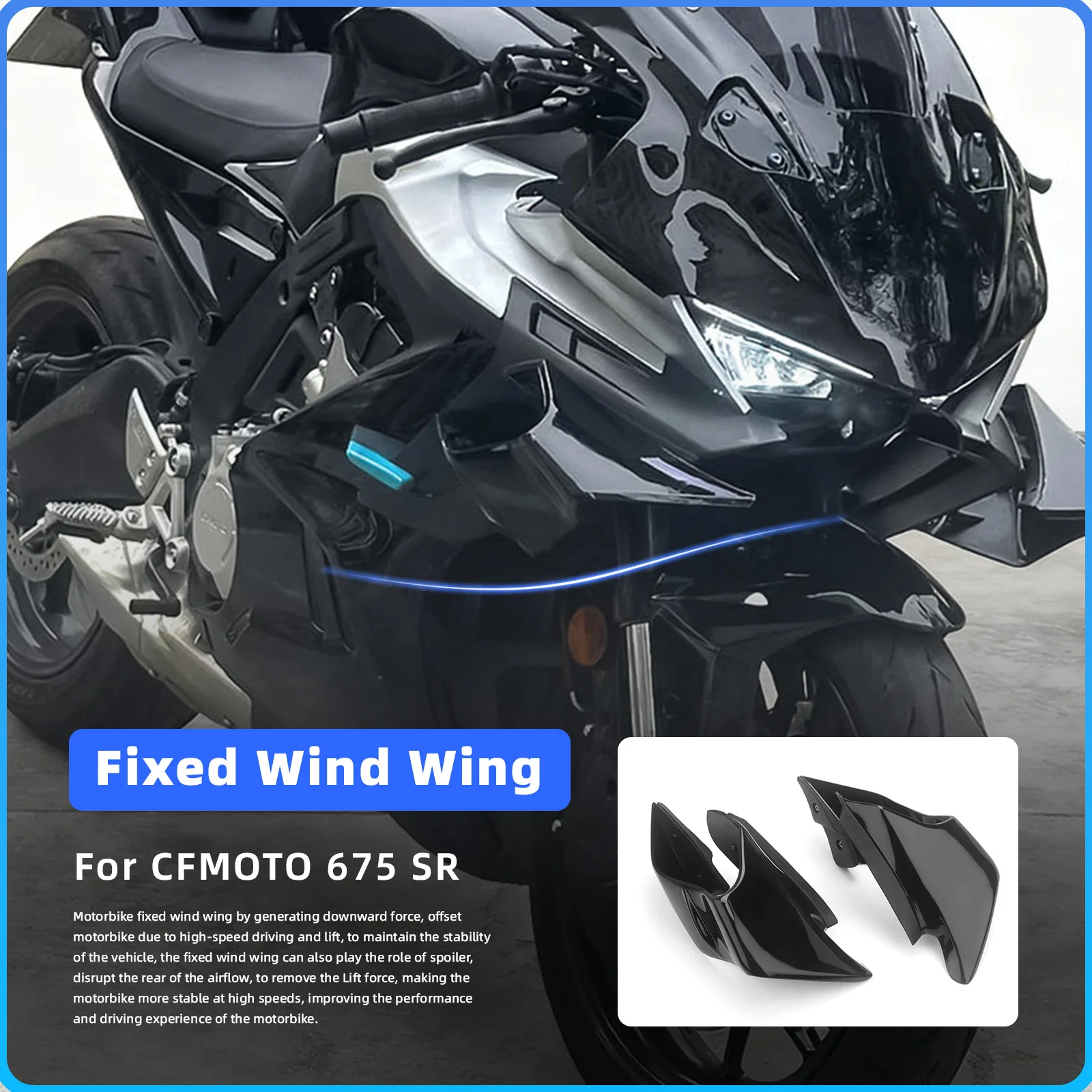 For CFMOTO 450SR 675SR/SR-R/RR 450 675 SR Motorcycle Accessories Aerodynamic Wing Kit Fixed Winglet Fairing