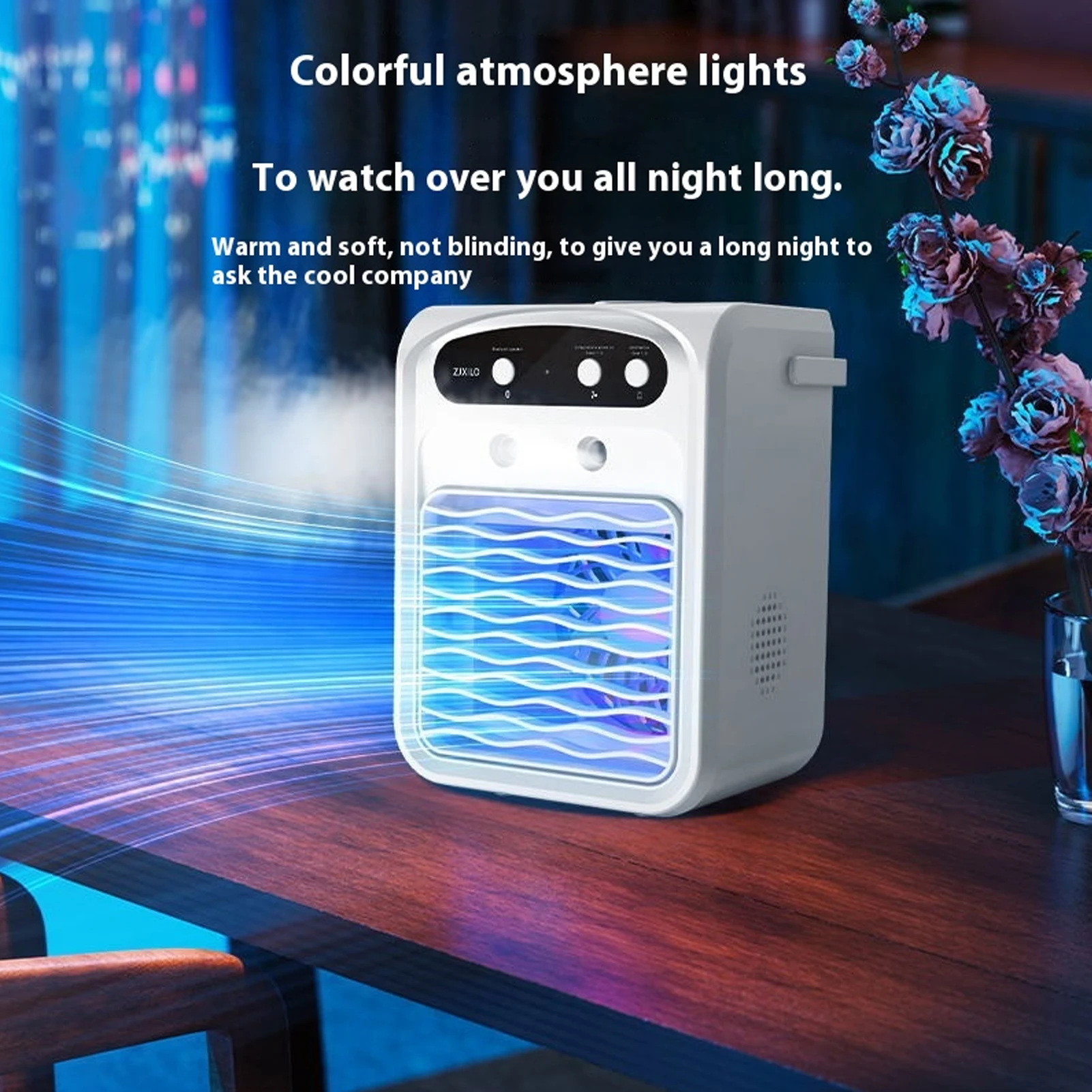 USB Desktop Fan Water Tank Double Spray Humidifier Portable Bluetooth Speaker Personal Cooling Device Rechargeable Spray Fan