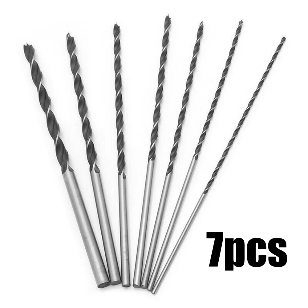 

7pcs 300mm Woodworking Spiral Drill Bit Wood Drills Round Shank 4-12mm Brad Point Drill Bits For Hardwood Plastic Drilling Tools